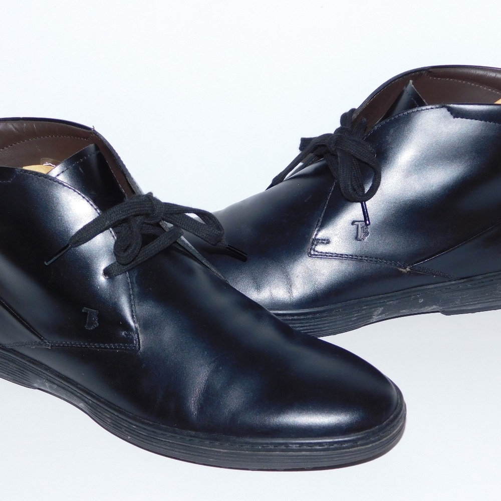 TODS black leather lace tie  desert ankle boots Men 7